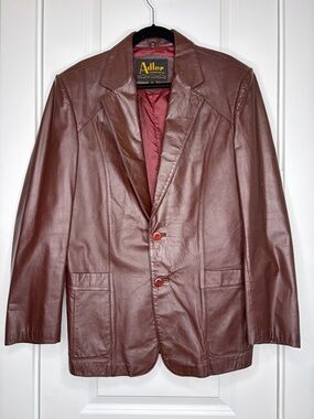 Vintage Brown Leather Blazer Jacket Soft Structured Classic Tailored Coat